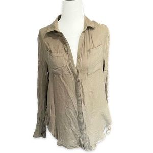 Philosophy Taupe Button-Up Blouse
